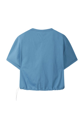 Patchwork Crop Shirring T-shirt