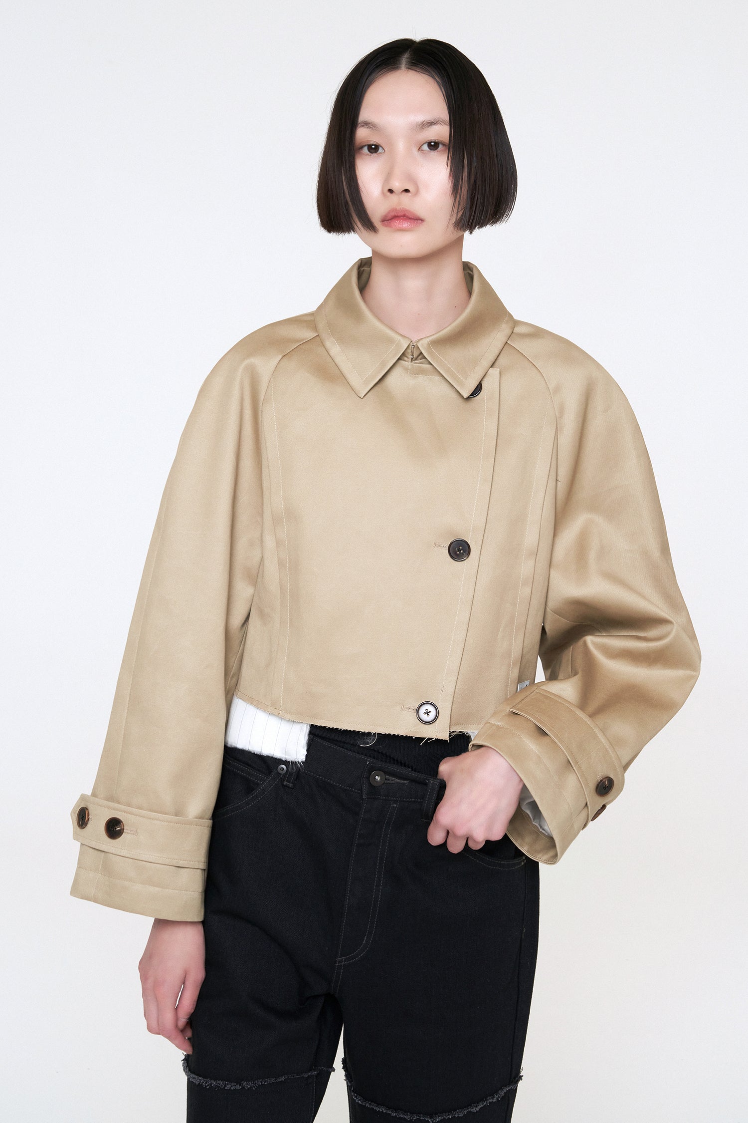 Trench Coat Cropped Jacket - Recode Global Trench Coat Cropped Jacket - Recode Global