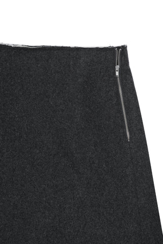 Raw Edge Detail Flare Long Skirt - Recode Global Raw Edge Detail Flare Long Skirt - Recode Global