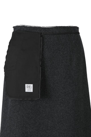 Raw Edge Detail Flare Long Skirt